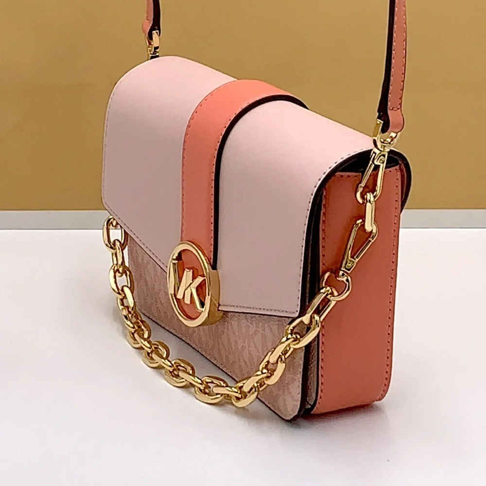 Michael Kors Carmen Small Monogram Flap Crossbody - Sherbert color